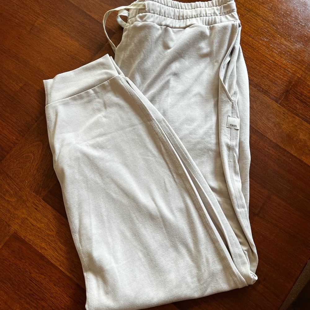 Vuori Cream Track Pants with Tapered Legs